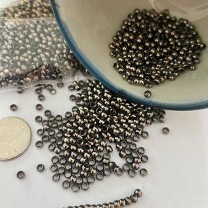 As Low As $2 2mm x 3mm Black Hematite Color Brass Spacer Beads 10g